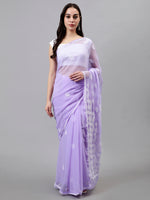 Load image into Gallery viewer, Seva Chikan Hand Embroidered Lavender Georgette Lucknowi Chikankari Saree- SCL6048