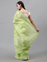 Load image into Gallery viewer, Seva Chikan Hand Embroidered Green Terivoil Cotton Lucknowi Chikankari Saree- SCL6054