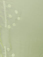 Load image into Gallery viewer, Seva Chikan Hand Embroidered Parrot Green Georgette Lucknowi Chikankari Saree- SCL6049
