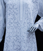 Load image into Gallery viewer, Seva Chikan Hand Embroidered White Viscose Georgette Lucknowi Chikan Kurta-SCL0876