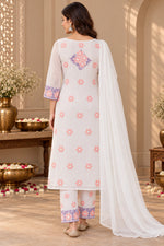 Load image into Gallery viewer, Seva Chikan Hand Embroidered White Terivoil Cotton Lucknowi Chikankari Unstitched Suit Piece-SEV15011