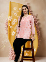 Load image into Gallery viewer, Seva Chikan Hand Embroidered  Georgette Lucknowi Chikan Top With Slip