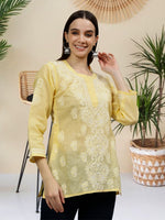 Load image into Gallery viewer, Seva Chikan Hand Embroidered Terivoil Cotton Lucknowi Chikankari Top