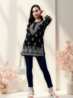Load image into Gallery viewer, Seva Chikan Hand Embroidered Georgette Lucknowi Chikankari Top With Slip