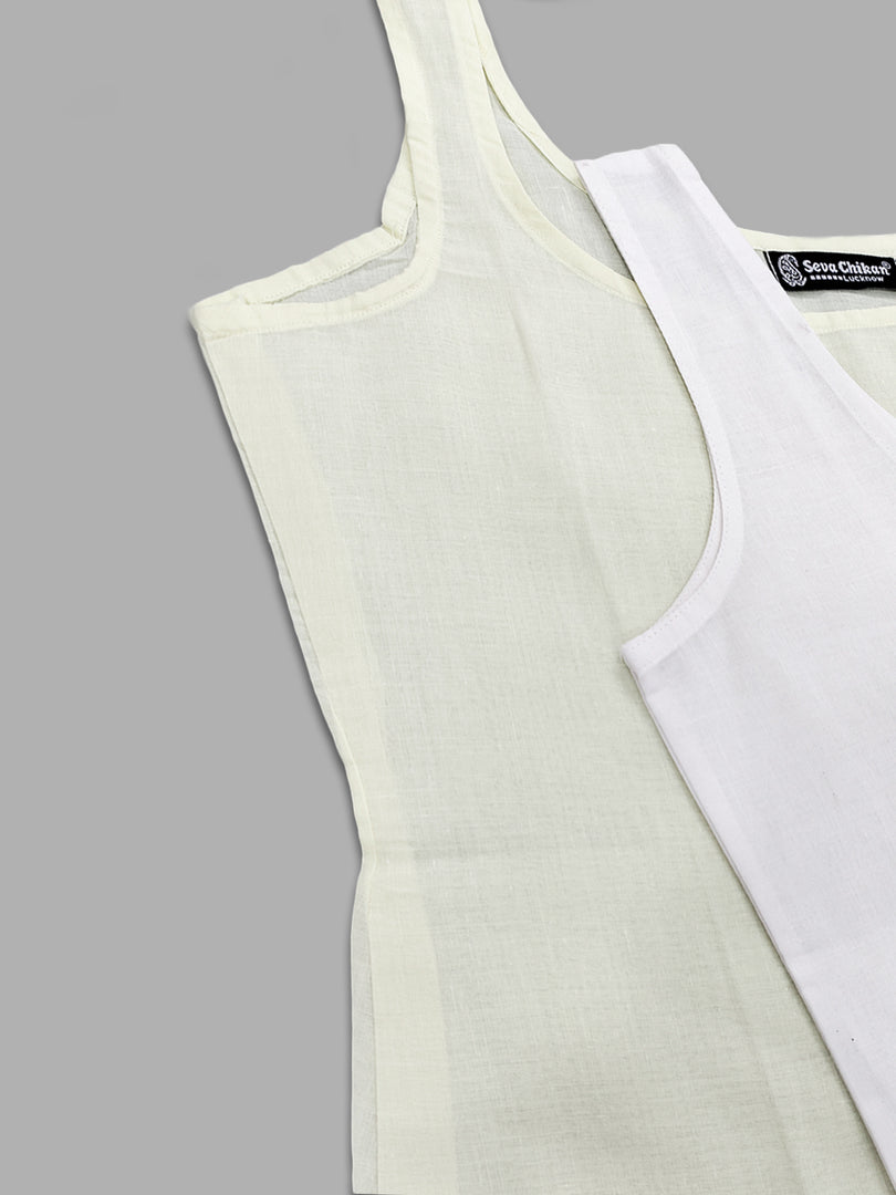 Seva Chikan Long Slips Combo of White (Pack of 2)