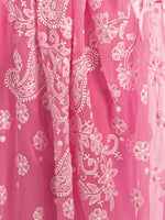 Load image into Gallery viewer, Seva Chikan Hand Embroidered Pink Georgette Chikan Lucknowi Saree With Sequins/ Pearl Work-SCL1193