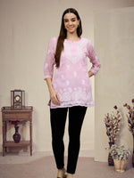 Load image into Gallery viewer, Seva Chikan Hand Embroidered Georgette Lucknowi Chikankari Top With Slip