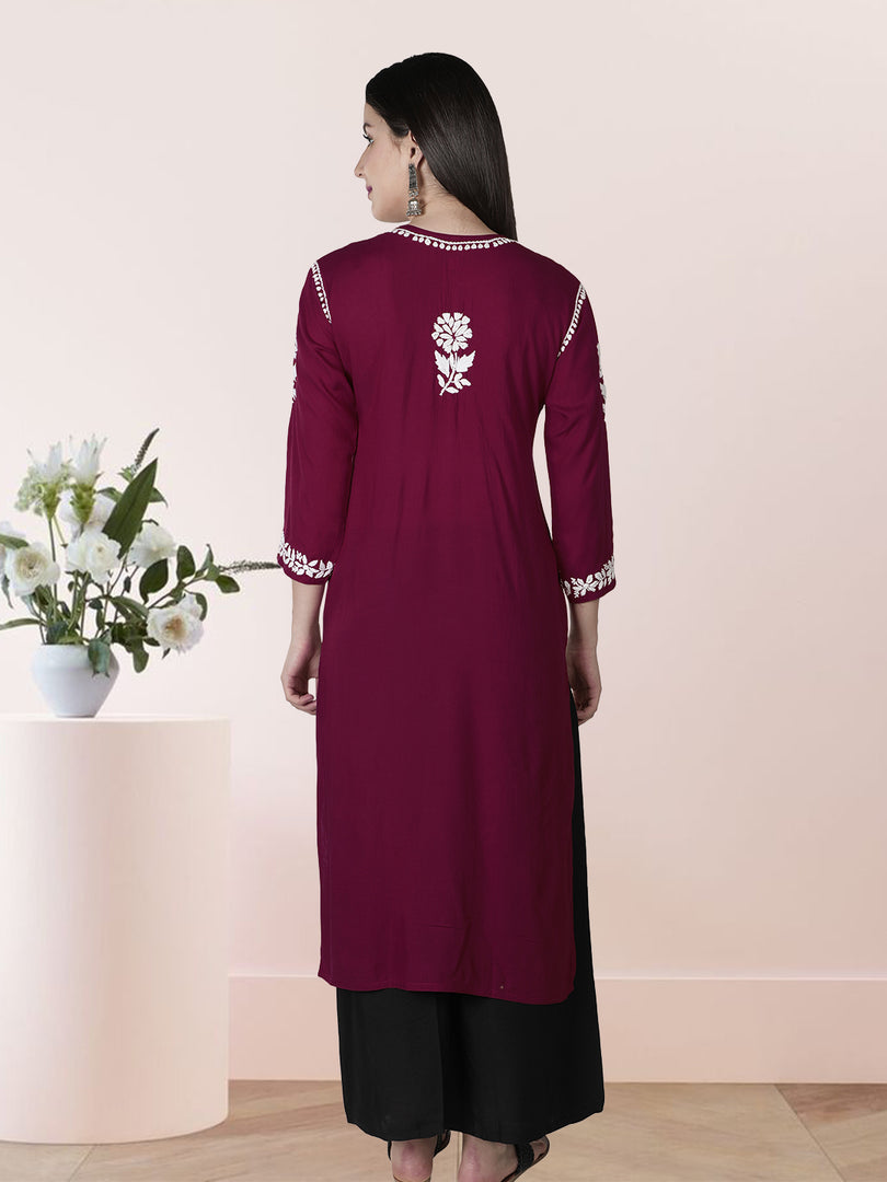 Seva Chikan Hand Embroidered Modal Cotton Lucknowi Chikankari Kurta