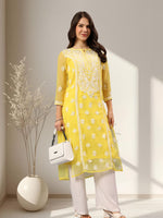Load image into Gallery viewer, Seva Chikan Hand Embroidered Georgette Lucknowi Chikankari Kurta With Slip
