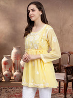 Load image into Gallery viewer, Seva Chikan Hand Embroidered Georgette Lucknowi Chikankari Top With Slip