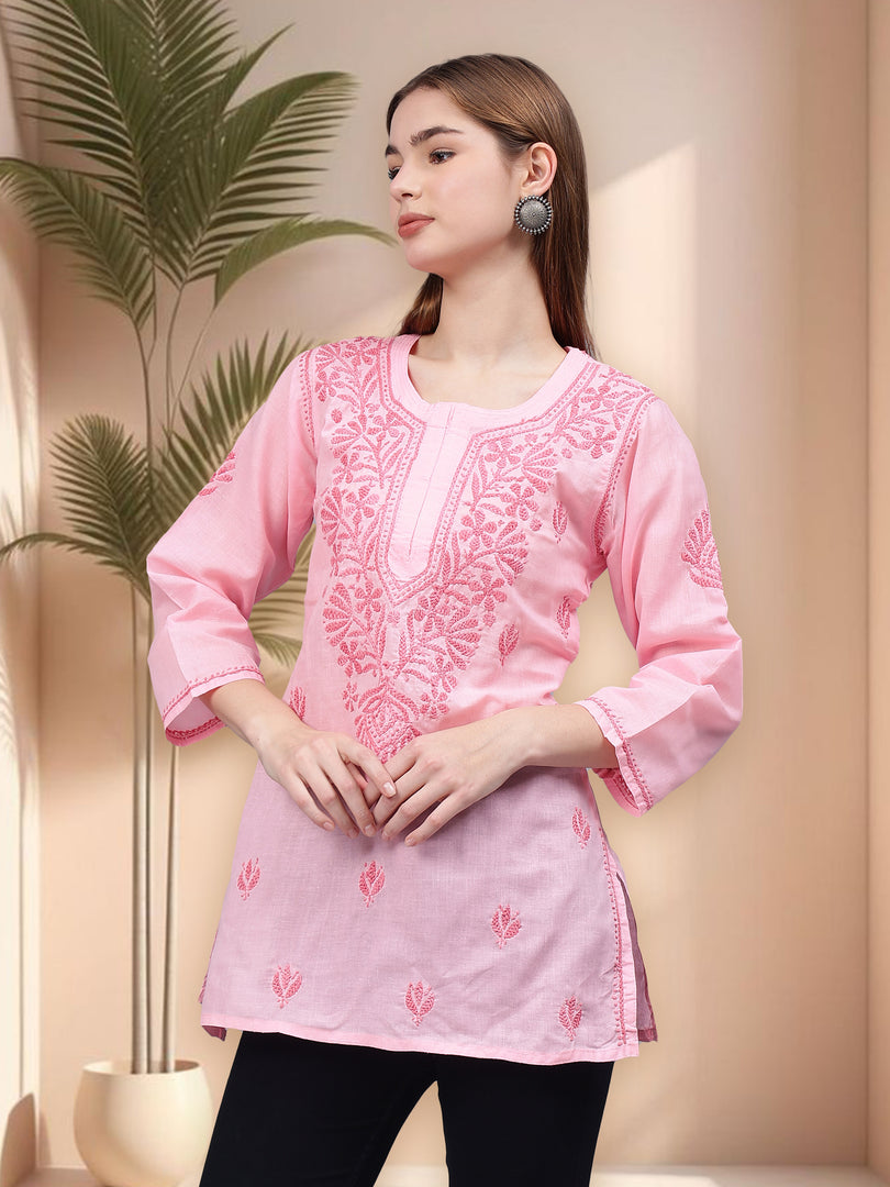 Seva Chikan Hand Embroidered Cotton Lucknowi Chikan Top