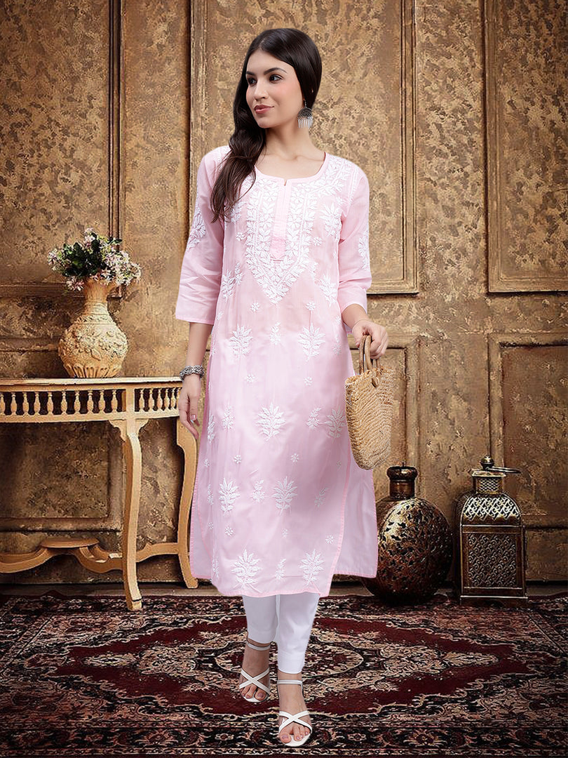 Seva Chikan Hand Embroidered Terivoil Cotton Lucknowi Chikankari Kurta