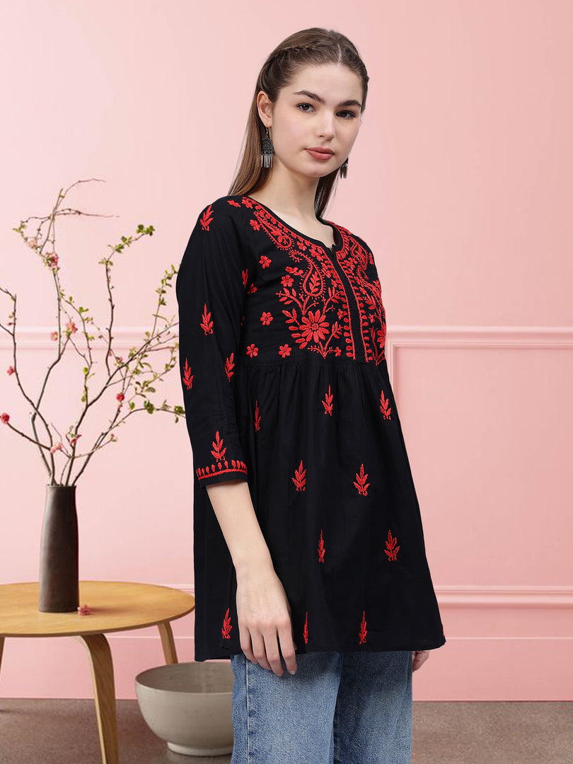 Seva Chikan Hand Embroidered Cotton Lucknowi Chikan Top