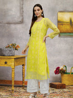 Load image into Gallery viewer, Seva Chikan Hand Embroidered Georgette Chikankari Kurta With Matching Slip