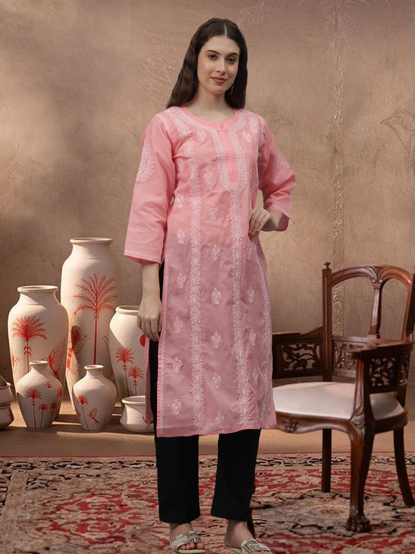 Seva Chikan Hand Embroidered Terivoil Cotton Lucknowi Chikankari Kurta