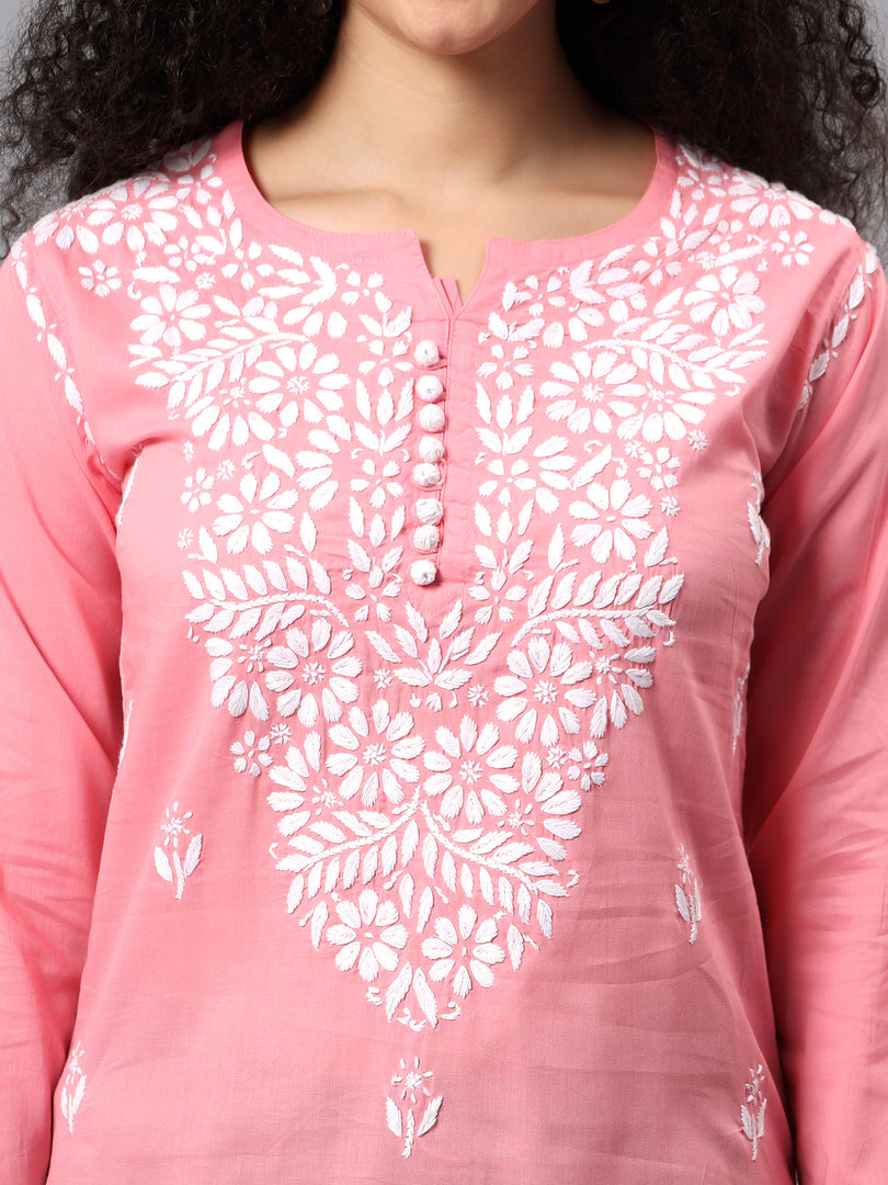 Seva Chikan Hand Embroidered Cotton Lucknowi Chikan Top