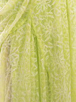 Load image into Gallery viewer, Seva Chikan Hand Embroidered Light Green Georgette Lucknowi Saree-SCL1760