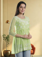 Load image into Gallery viewer, Seva Chikan Hand Embroidered Georgette Lucknowi Chikan Top
