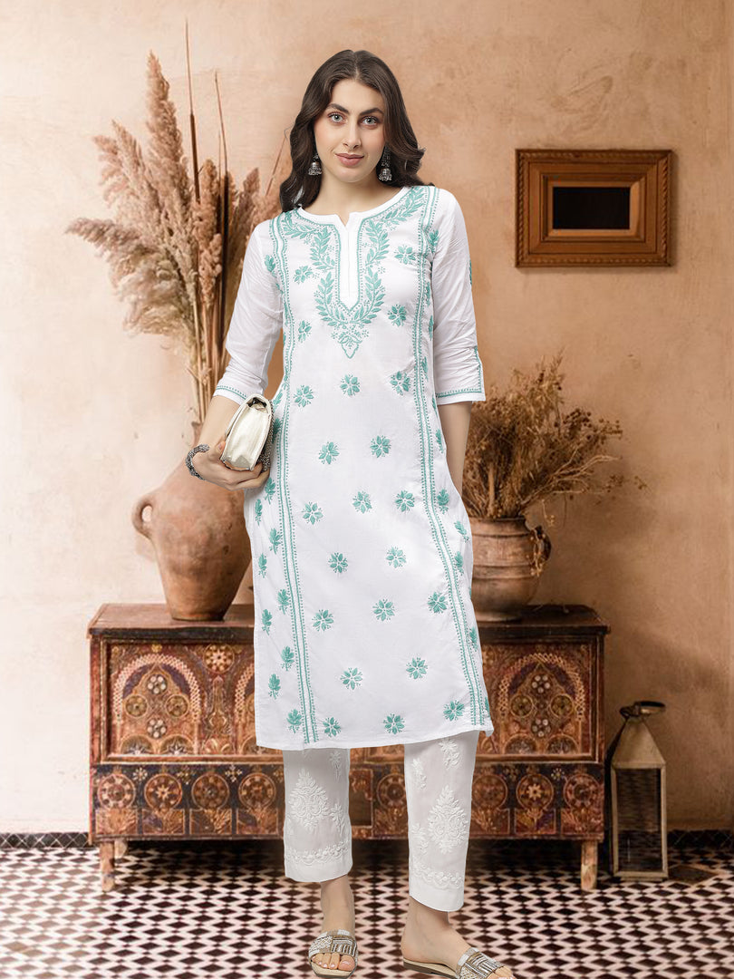 Seva Chikan Hand Embroidered Cotton Chikankari kurta