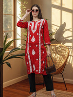 Load image into Gallery viewer, Seva Chikan Hand Embroidered Cotton Lucknowi Chikankari Kurta
