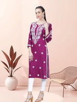 Load image into Gallery viewer, Seva Chikan Hand Embroidered Rayon Lucknowi Chikankari Kurta