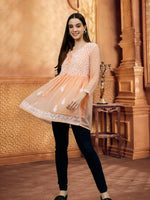 Load image into Gallery viewer, Seva Chikan Hand Embroidered Georgette Lucknowi Chikankari Top With Slip