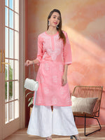 Load image into Gallery viewer, Seva Chikan Hand Embroidered Terivoil Cotton Lucknowi Chikan Kurti