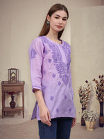 Load image into Gallery viewer, Seva Chikan Hand Embroidered Cotton Lucknowi Chikan Top
