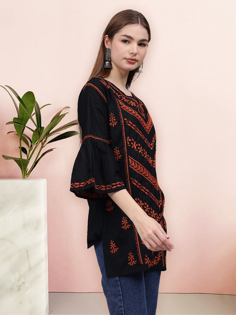 Seva Chikan Hand Embroidered Cotton Lucknowi Chikan Top