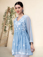 Load image into Gallery viewer, Seva Chikan Hand Embroidered Georgette Lucknowi Chikankari Top With Slip
