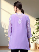 Load image into Gallery viewer, Seva Chikan Hand Embroidered Georgette Lucknowi Chikankari Top With Slip