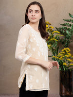 Load image into Gallery viewer, Seva Chikan Hand Embroidered Georgette Lucknowi Chikankari Top With Slip