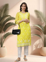Load image into Gallery viewer, Seva Chikan Hand Embroidered Georgette Lucknowi Chikankari Kurta With Slip