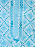 Load image into Gallery viewer, Seva Chikan Hand Embroidered Sky Blue Cotton Lucknowi Chikan Kurti SCL1218
