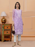 Load image into Gallery viewer, Seva Chikan Hand Embroidered Georgette Lucknowi Chikankari Kurta With Slip