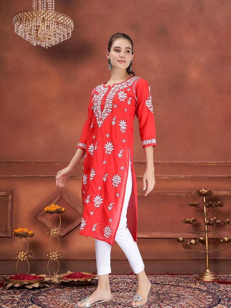Seva Chikan Hand Embroidered Terivoil Cotton Lucknowi Chikankari Kurta