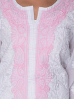 Load image into Gallery viewer, Seva Chikan Hand Embroidered White Cotton Lucknowi Chikan Kurti SCL1025
