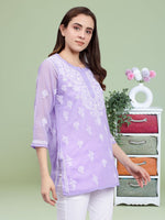 Load image into Gallery viewer, Seva Chikan Hand Embroidered Georgette Lucknowi Chikankari Top With Slip