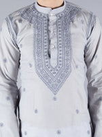 Load image into Gallery viewer, Seva Chikan Hand Embroidered Cotton Lucknowi Chikan Mens Stitched Kurta
