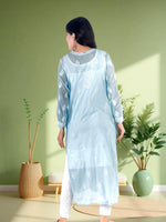 Load image into Gallery viewer, Seva Chikan Hand Embroidered Sky blue Faux Georgette Lucknowi Chikan Kurti SCL1320
