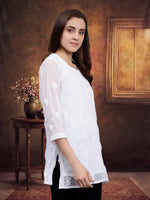 Load image into Gallery viewer, Seva Chikan Hand Embroidered Georgette Lucknowi Chikankari Top With Slip