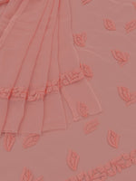 Load image into Gallery viewer, Seva Chikan Hand Embroidered Peach Georgette Lucknowi Chikankari Unstitched Suit Piece-SEV15034