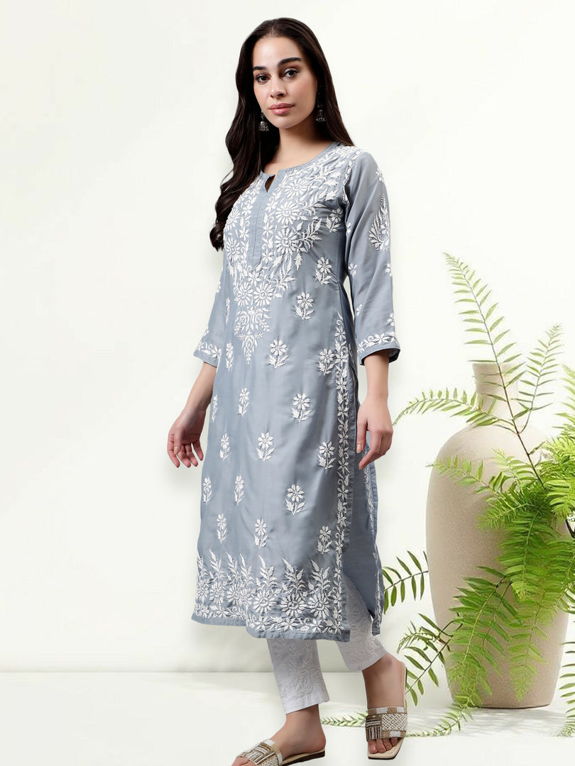 Seva Chikan Hand Embroidered Muslin Lucknowi Chikankari Kurta