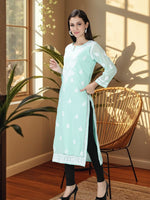 Load image into Gallery viewer, Seva Chikan Hand Embroidered Georgette Lucknowi Chikan Kurti With Slip