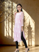 Load image into Gallery viewer, Seva Chikan Hand Embroidered Georgette Lucknowi Chikankari Kurta With Slip