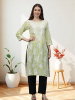 Load image into Gallery viewer, Seva Chikan Hand Embroidered Pista Green Mal-Mal Lucknowi Chikankari Kurta-SCL4583