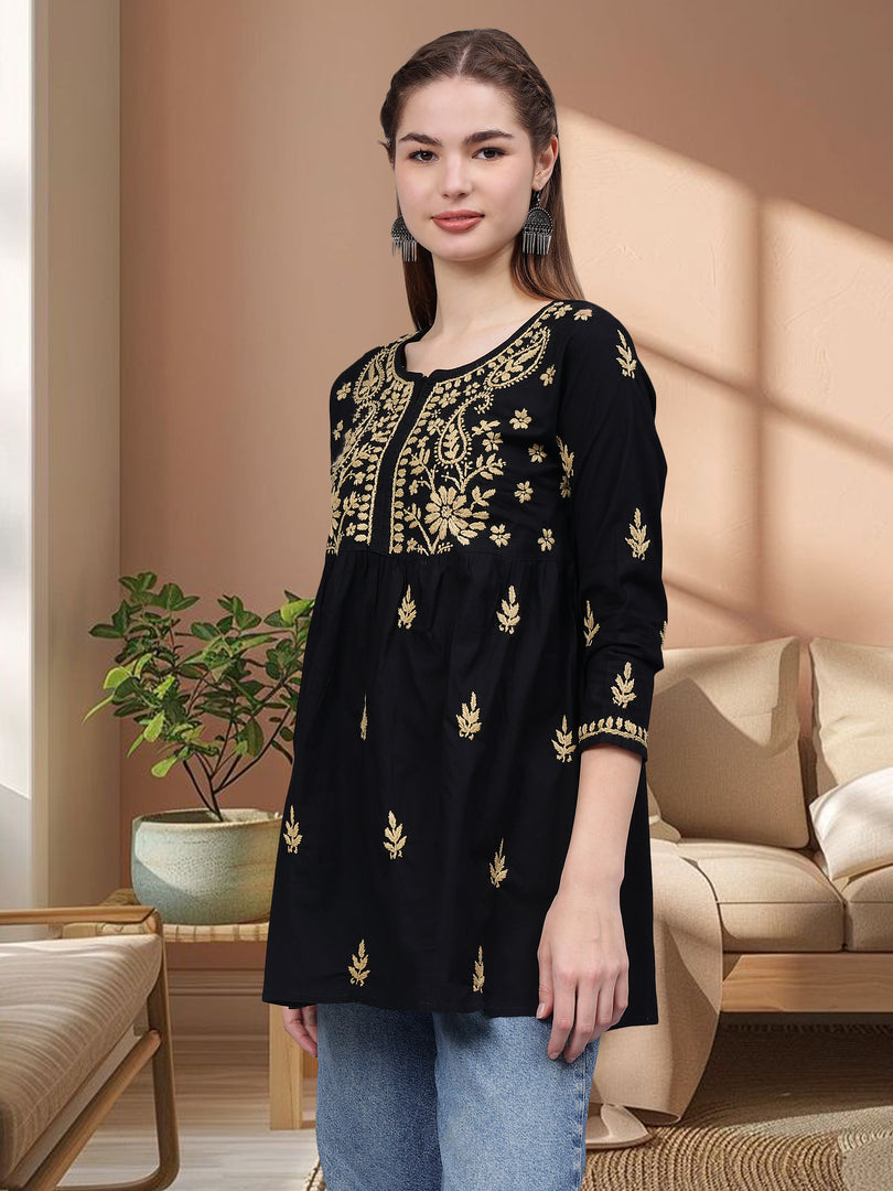 Seva Chikan Hand Embroidered Cotton Lucknowi Chikan Top