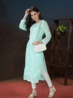 Load image into Gallery viewer, Seva Chikan Hand Embroidered Georgette Chikankari Kurta With Slip