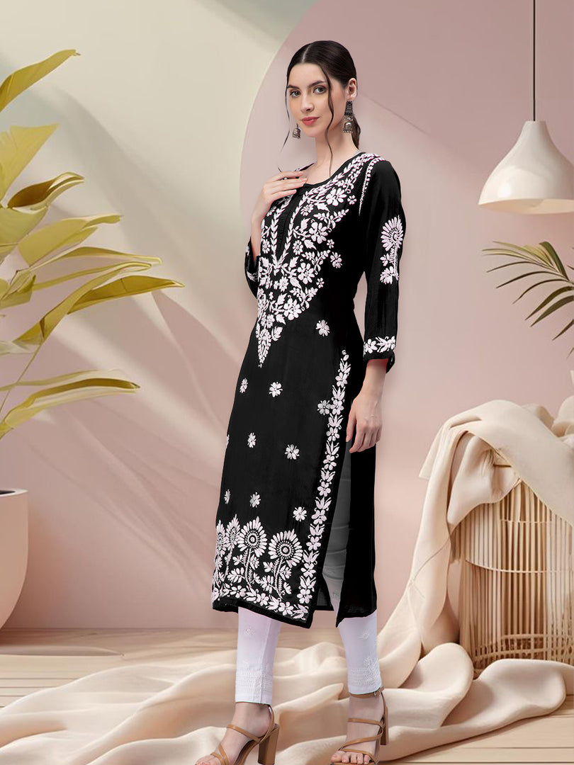Seva Chikan Hand Embroidered Modal Cotton Lucknowi Chikankari Kurta