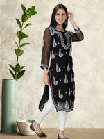 Load image into Gallery viewer, Seva Chikan Hand Embroidered Georgette Lucknowi Chikankari Kurta With Slip